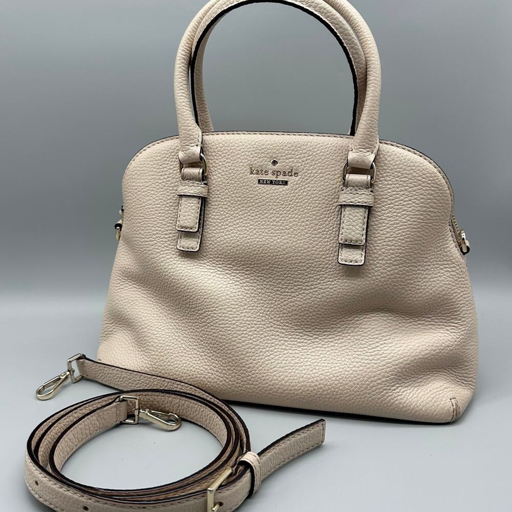 Kate Spade Jackson Street Lottie Satchel Pebbled Leather Porcelain Bone Cream
